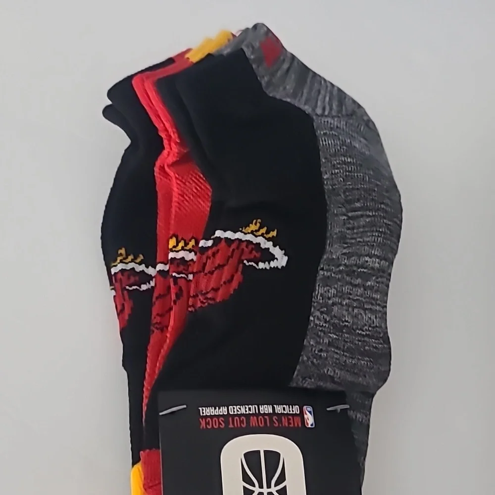 Miami Heat Men's Low Cut Socks 3 Pair Shoe Size 6-12
